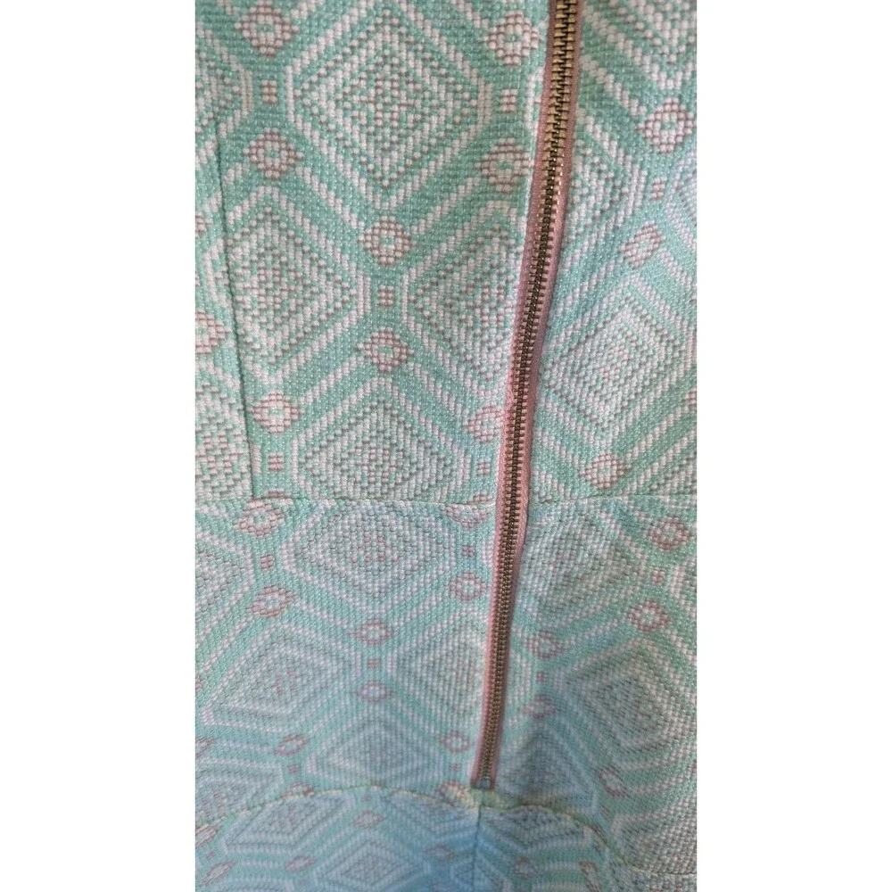 Sail To Sable Dress Sleeveless Green Jacquard Size 2 Preppy Old Money Wedding